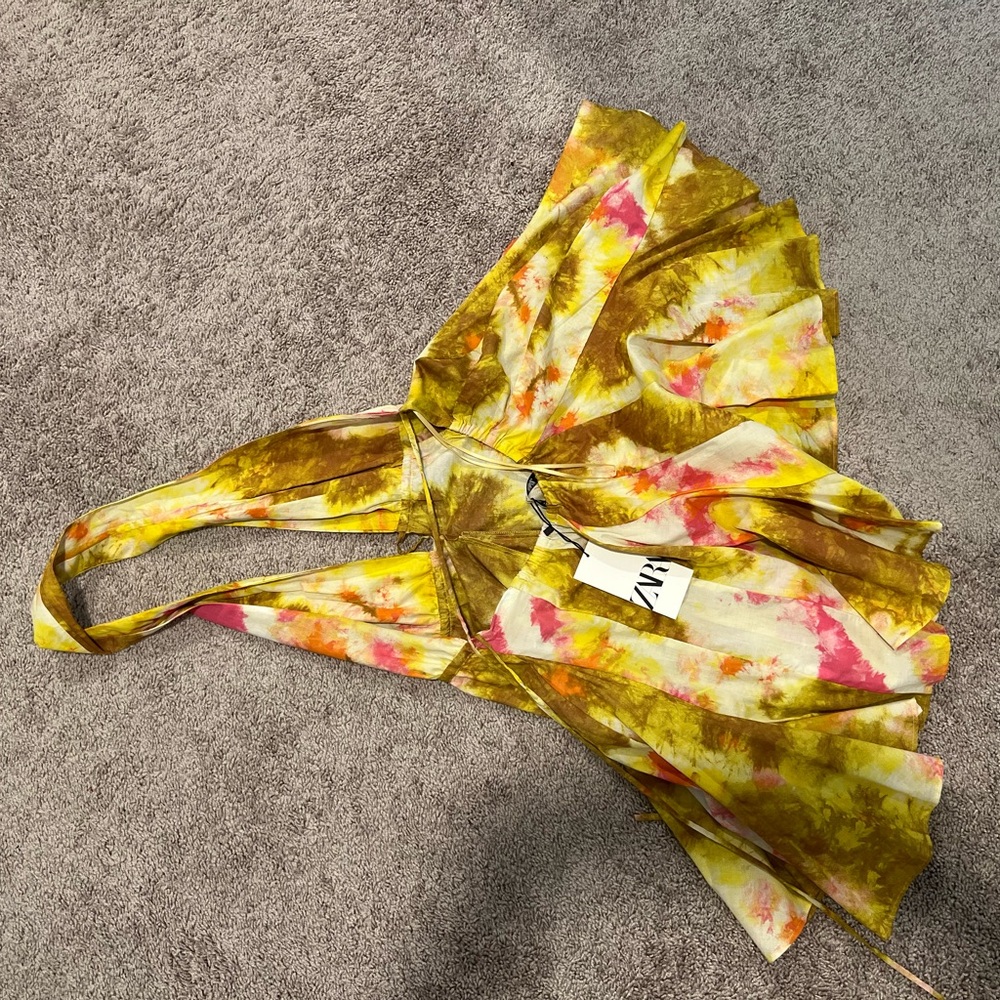 Zara Yellow and Pink Tie-Dye Dress